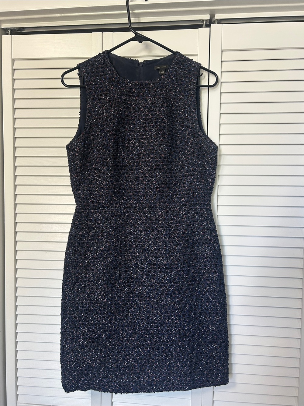 Ann Taylor Navy Tweed Sleeveless Mini Dress